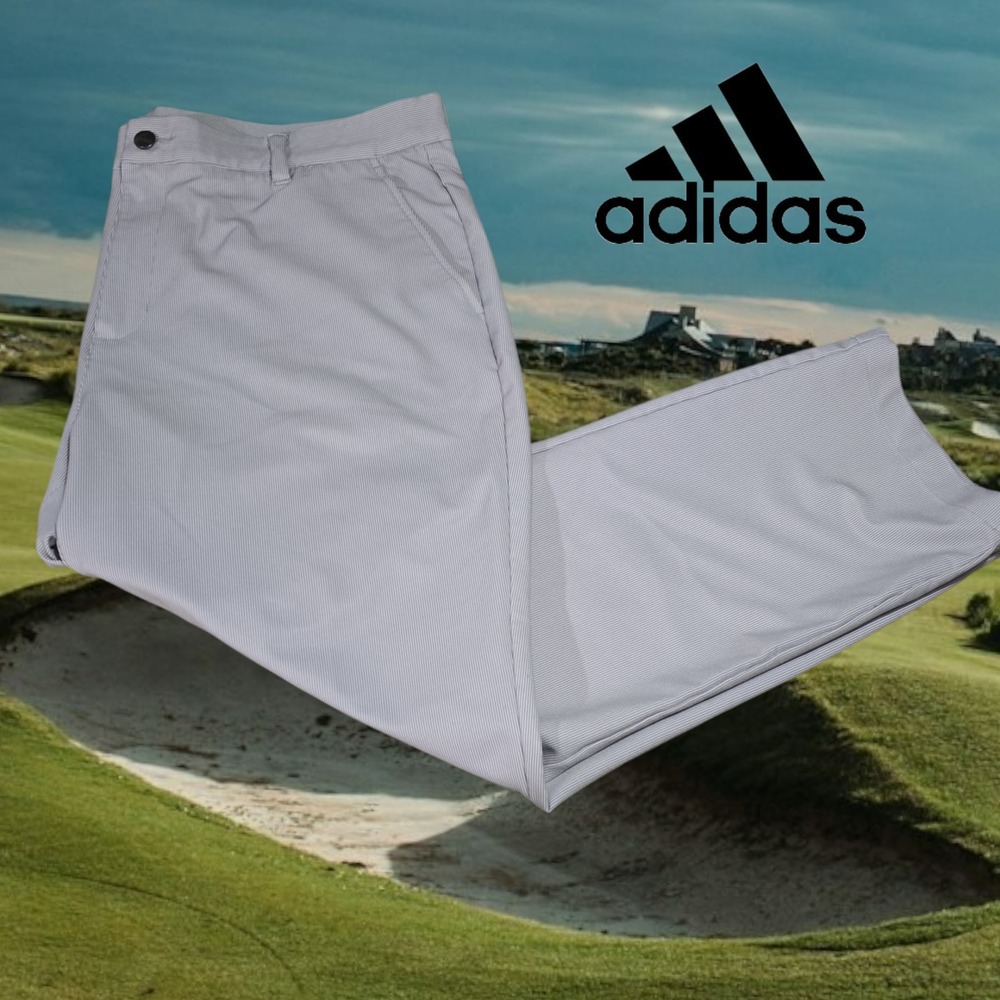 Adidas‎ Golf Pants Mens Micro Stripe Performance Trousers Grey 40x30